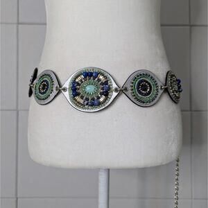 Vintage Chico's boho beaded medallion chain belt